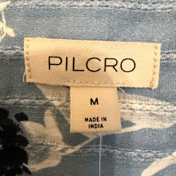 Anthropologie Pilcro Keira Blouse NWT Blue Floral Peter Pan Collar Top Size M - Picture 8 of 9